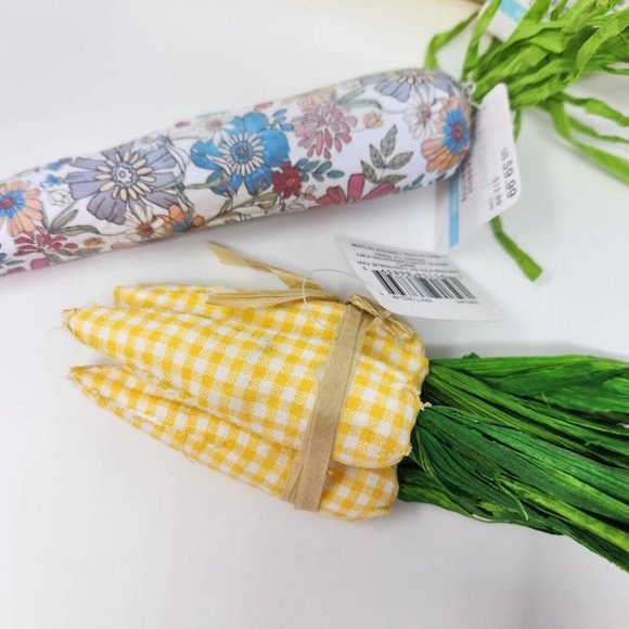 5 Fabric Carrots, Assorted Sizes, Yellow and Paisley Spring and Easter Decor - Picture 6 of 8